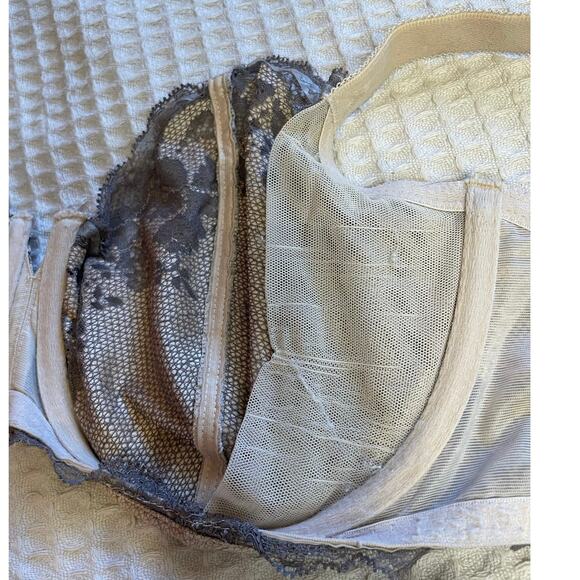 Wacoal Sheer Floral Lace Affair Underwire Champagne & Gray Bra 38DD 851256 - Picture 6 of 12